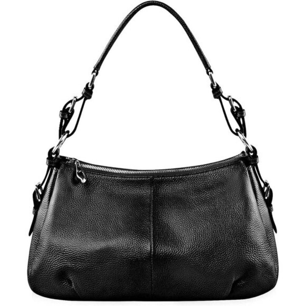 🆕Womens Black Genuine Leather Shoulder Bag Top Handle Handbag Ladies Purses - Picture 2 of 9